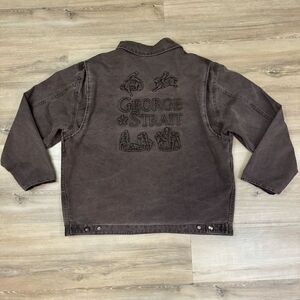 Vintage George Strait Union Made Men's XL Brown Denim Trucker Jacket Country